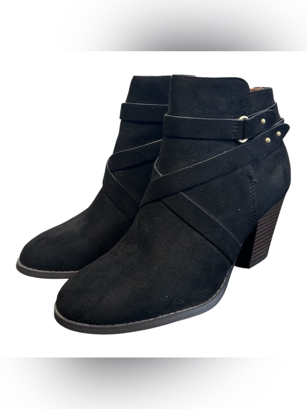 NWOT Women’s 6.5 Black Suede Chunky Boho Western Block Heel Booties